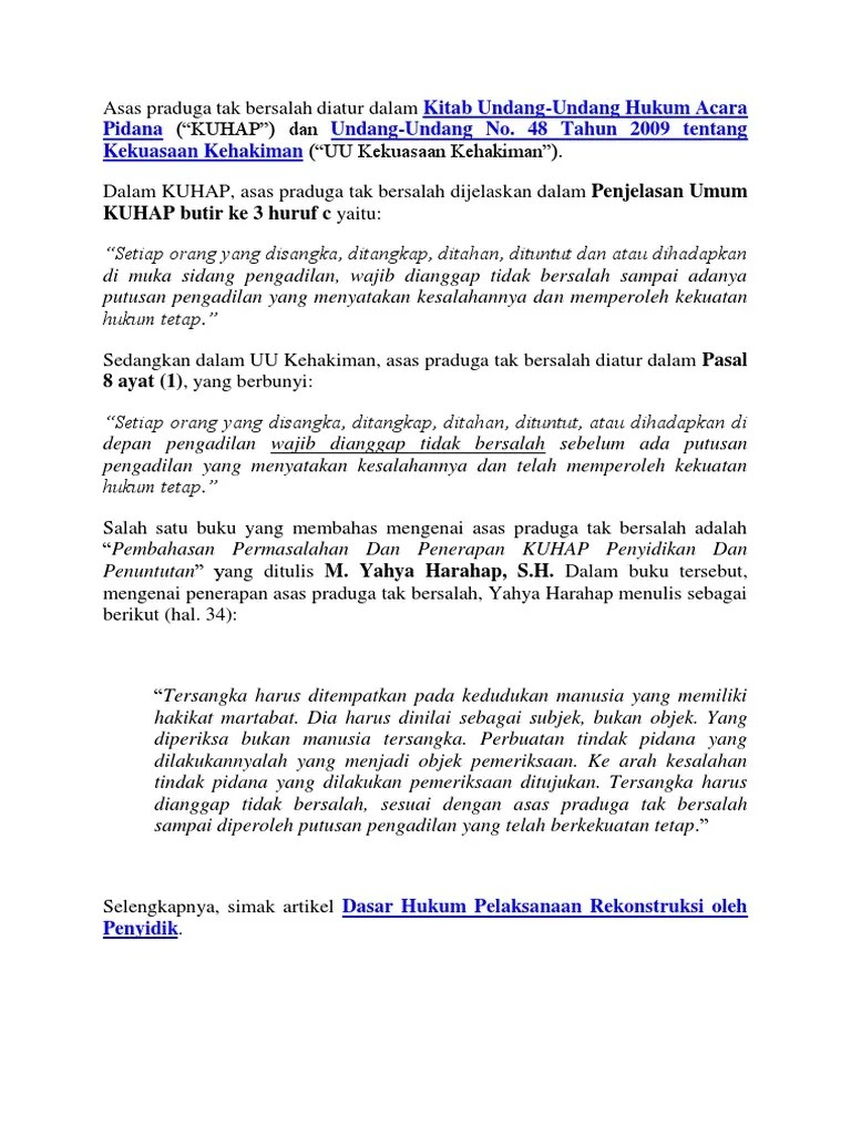 Asas Praduga Tak Bersalah | PDF