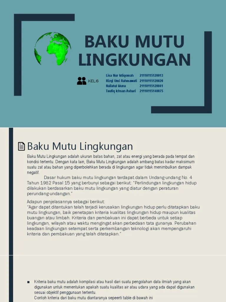 Baku Mutu Lingkungan | PDF