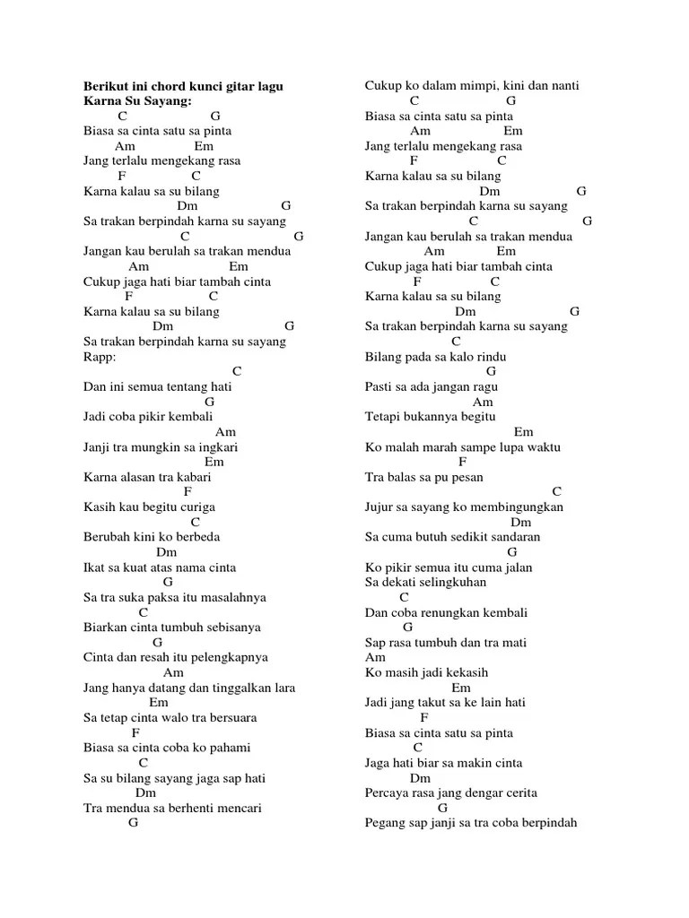 Karna Su Sayang Chord