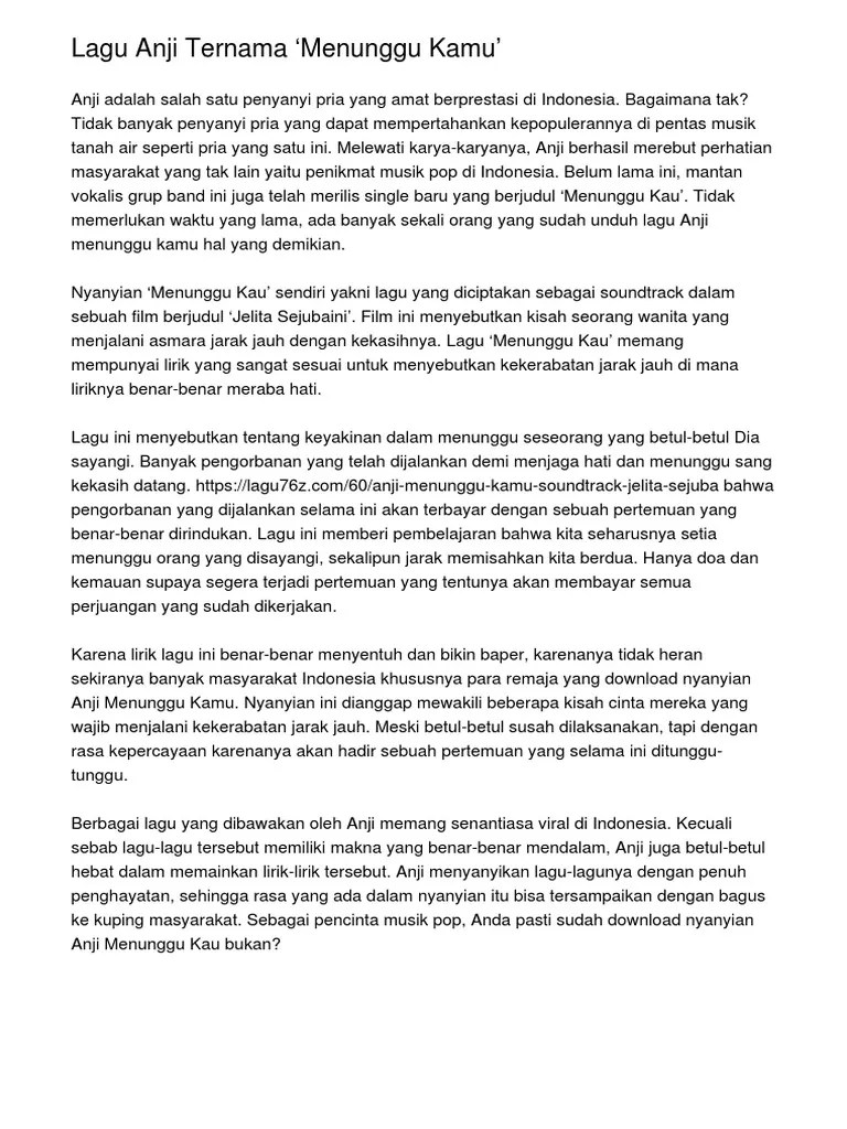 Lagu Anji Ternama Menunggu Kamu'