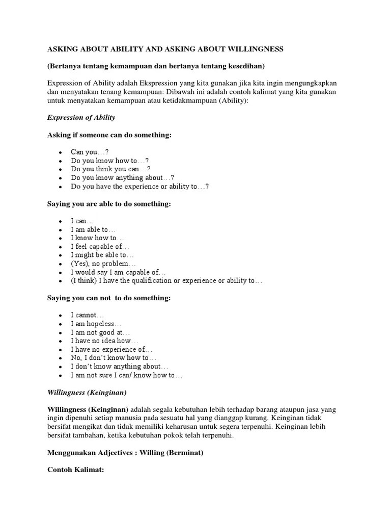 Asking About Ability and Asking About Willingness | PDF