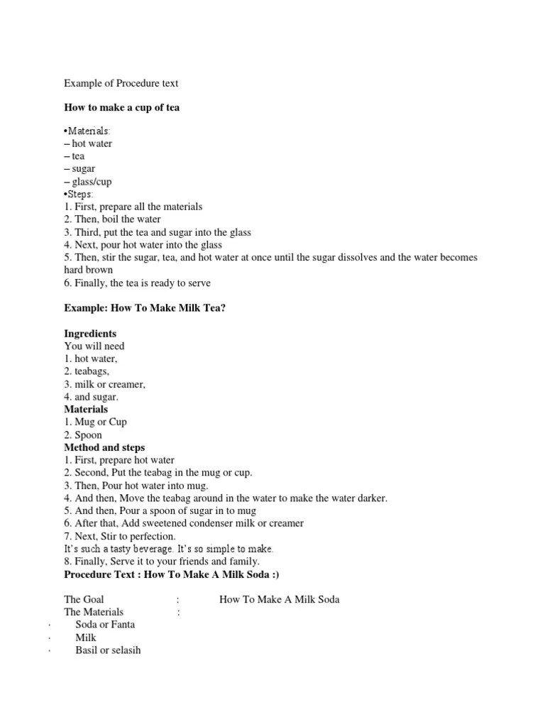 Example of Procedure Text | PDF | Tea | Soft Drink