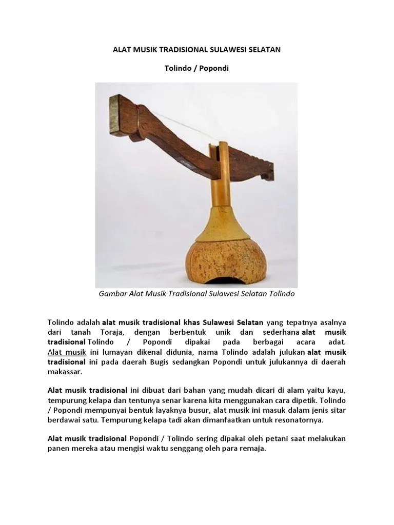 Alat Musik Sulawesi Selatan | PDF