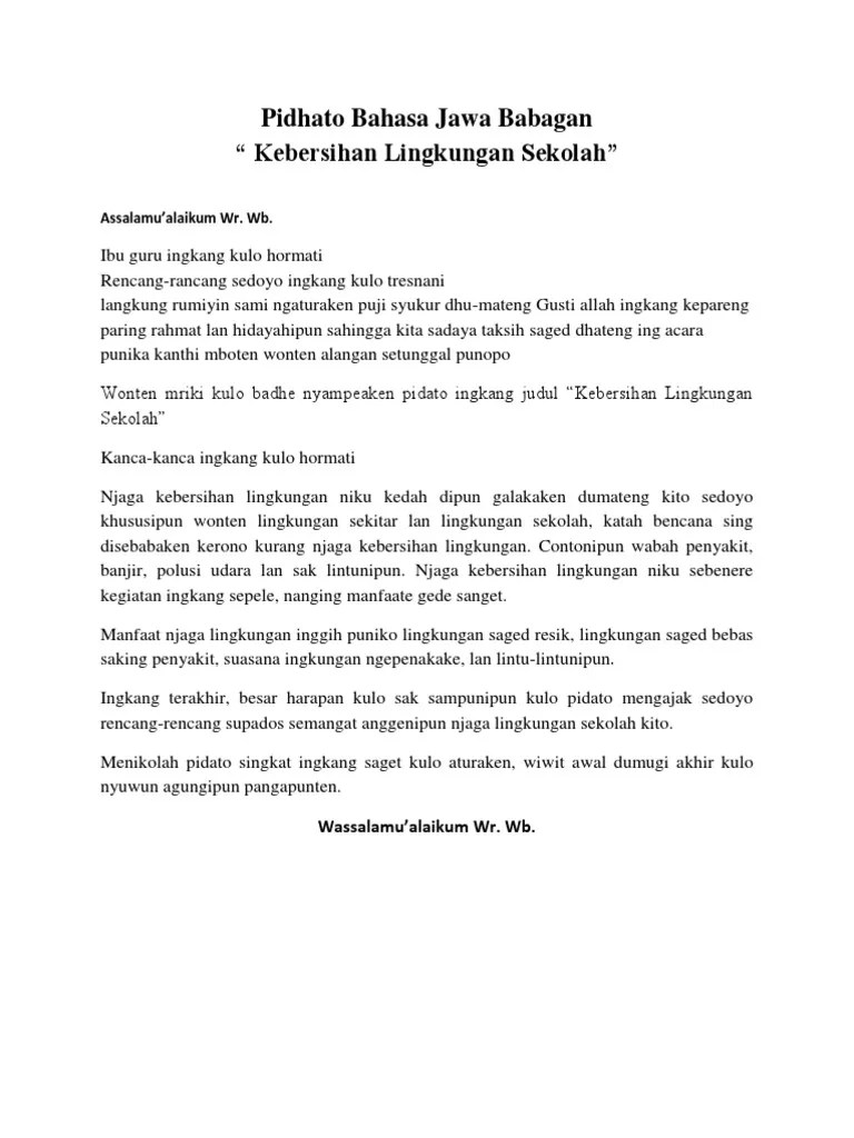 Pidhato Bahasa Jawa Babagan Lingkungan Sekolah | PDF