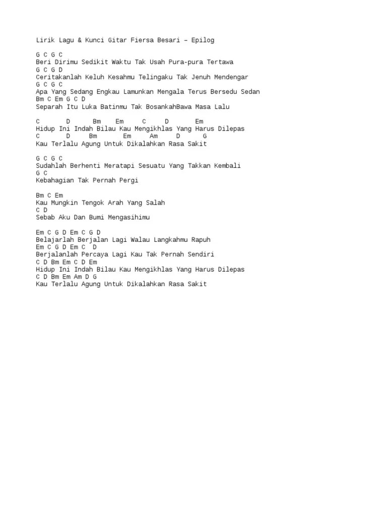 Kumpulan chord kunci gitar indonesia mudah dan terupdate: Kunci Gitar Lagu  Fiersa Besari April