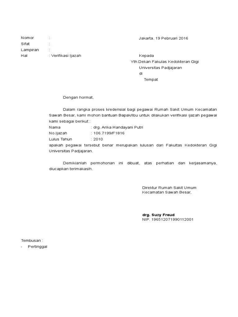 Contoh Surat Verifikasi Kampus - Nusagates