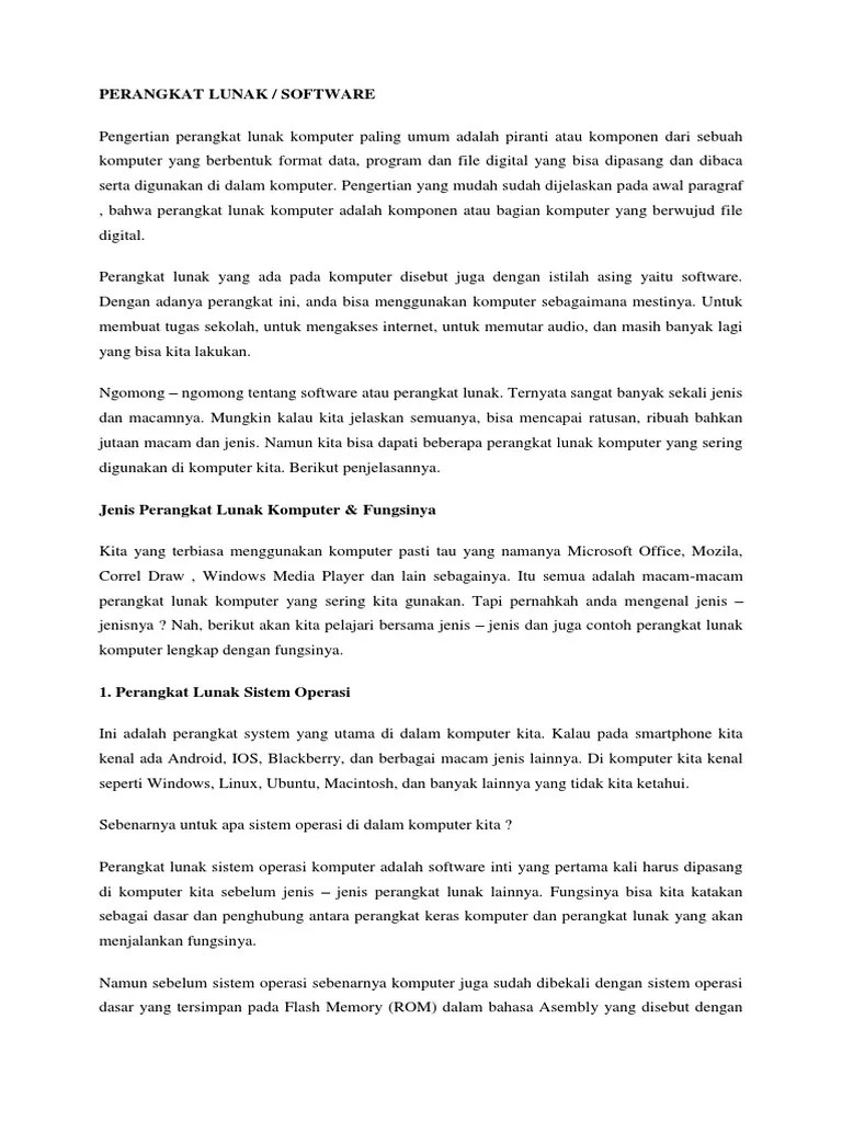 Jenis Jenis Perangkat Lunak | PDF