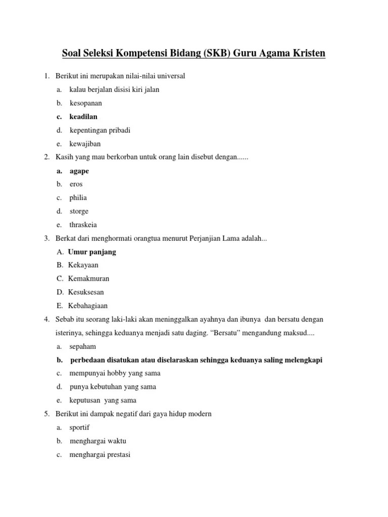 Soal SKB PPPK Agama Kristen PDF | PDF