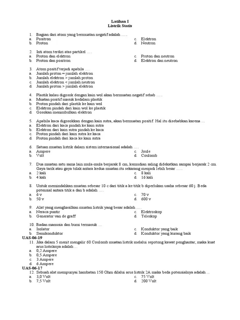 Soal Listrik Statis SMP Kelas IX | PDF