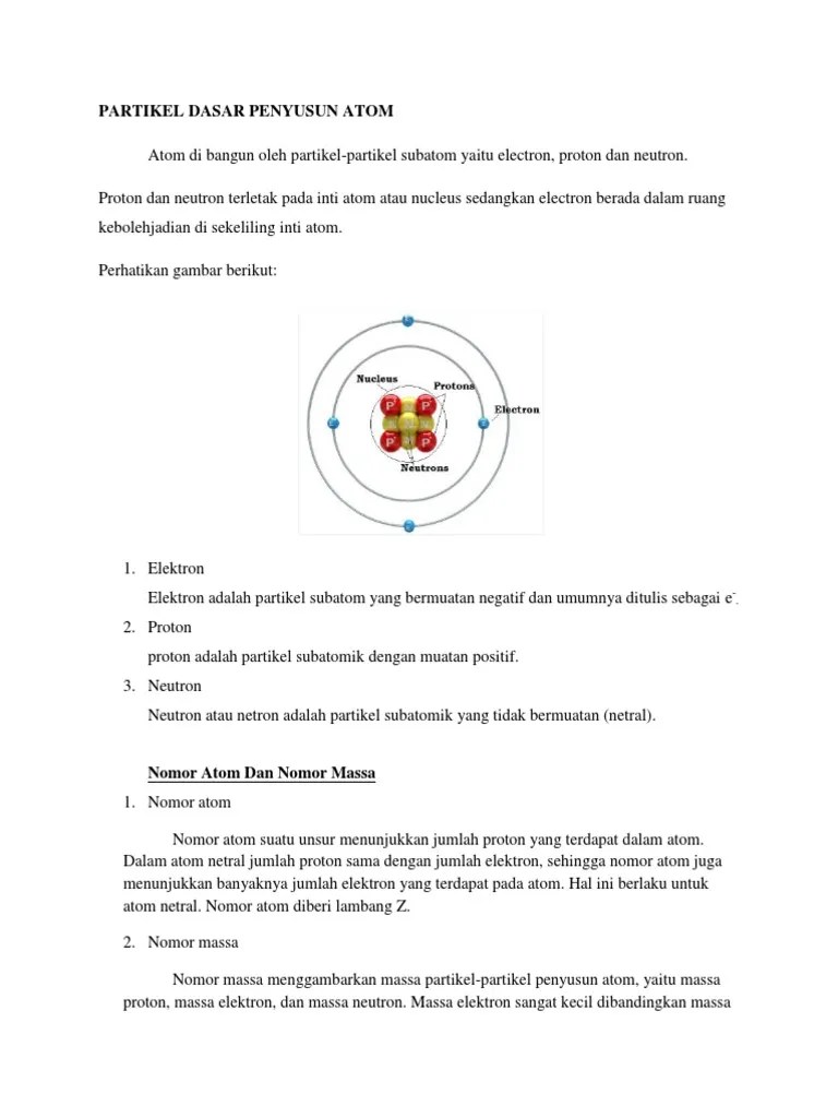 Materi Partikel Dasar Penyusun Atom | PDF