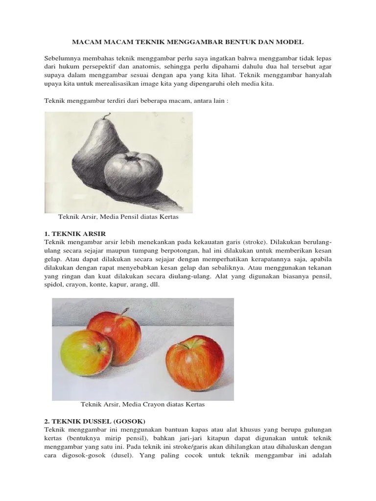 Macam Macam Teknik Menggambar Bentuk Dan Model | PDF