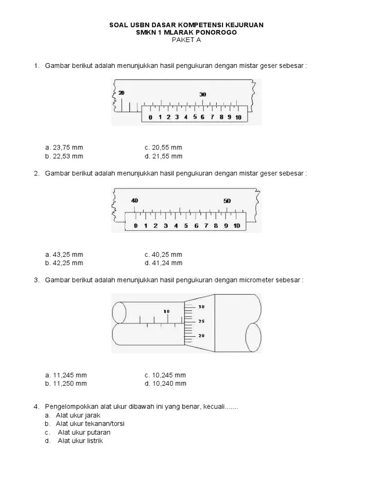 Soal Usbn DKK TKR SMKN 1 Mlarak Paket A | PDF