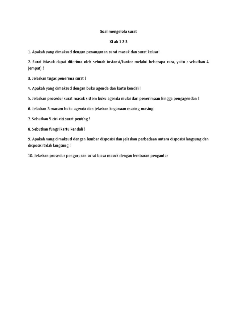 Prosedur Pengurusan Surat Masuk Sistem Buku Agenda - Contoh Seputar Surat