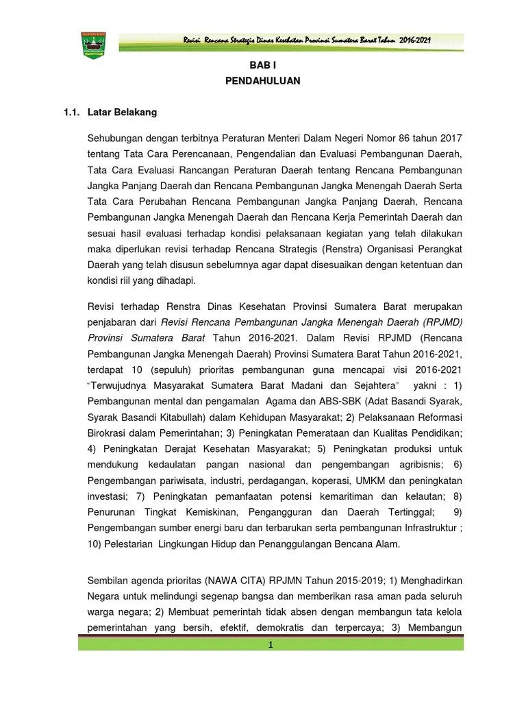 Renstra Sumbar Dinkes (New) | PDF
