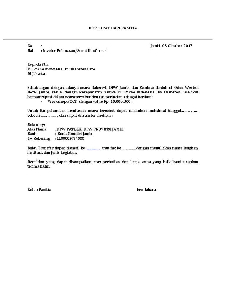 Confirmation Letter (Invoice) Contoh | PDF