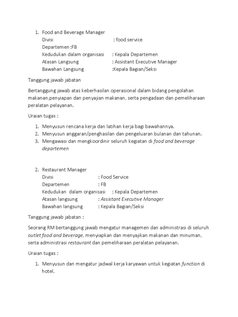 Food and Beverage Manager | PDF