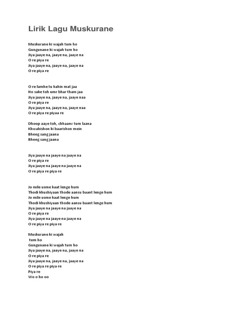 Lirik Lagu Muskurane Dan Artinya Dalam Bahasa Indonesia