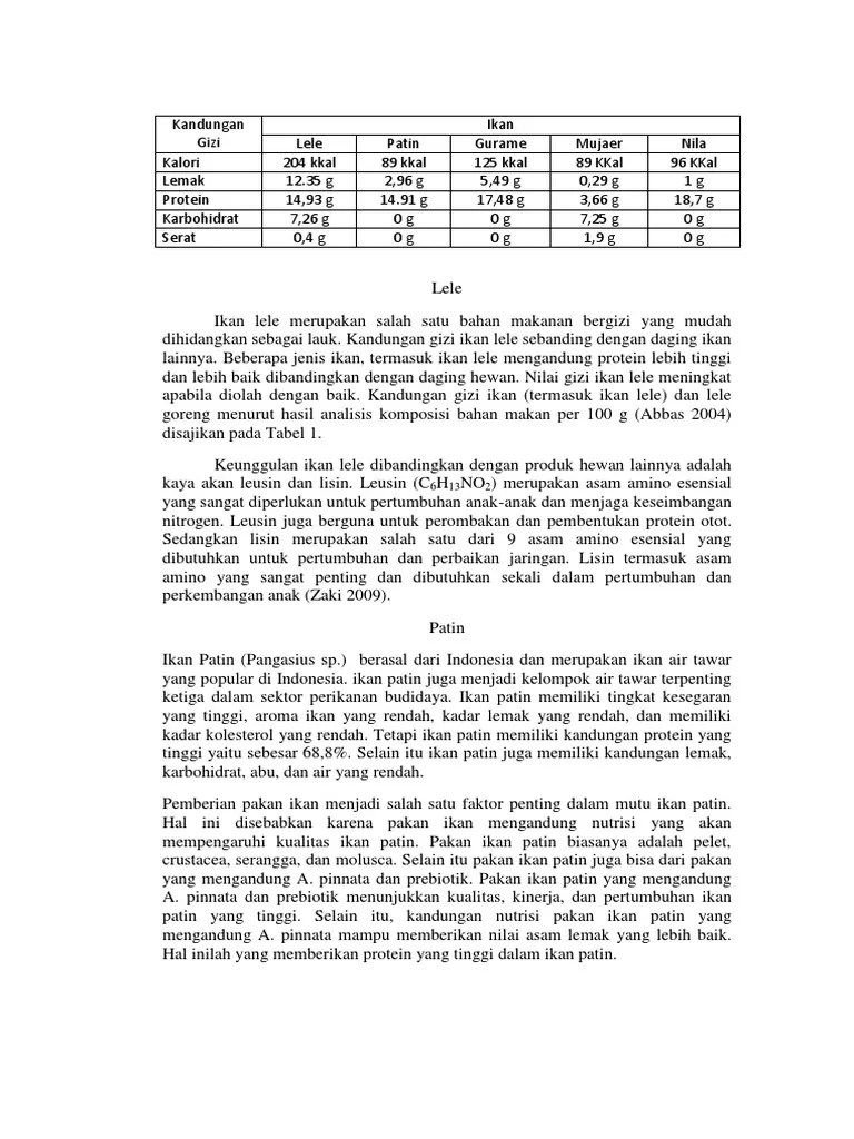 Kandungan Gizi Ikan | PDF