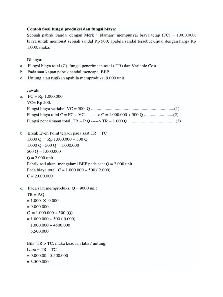 Soal Dan Jawaban Fungsi Produksi - Peranti Guru