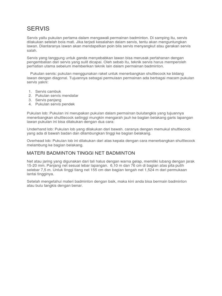 Memukul Shuttlecock Yang Baik Dan Benar Dilakukan - Bagi Hal Baik