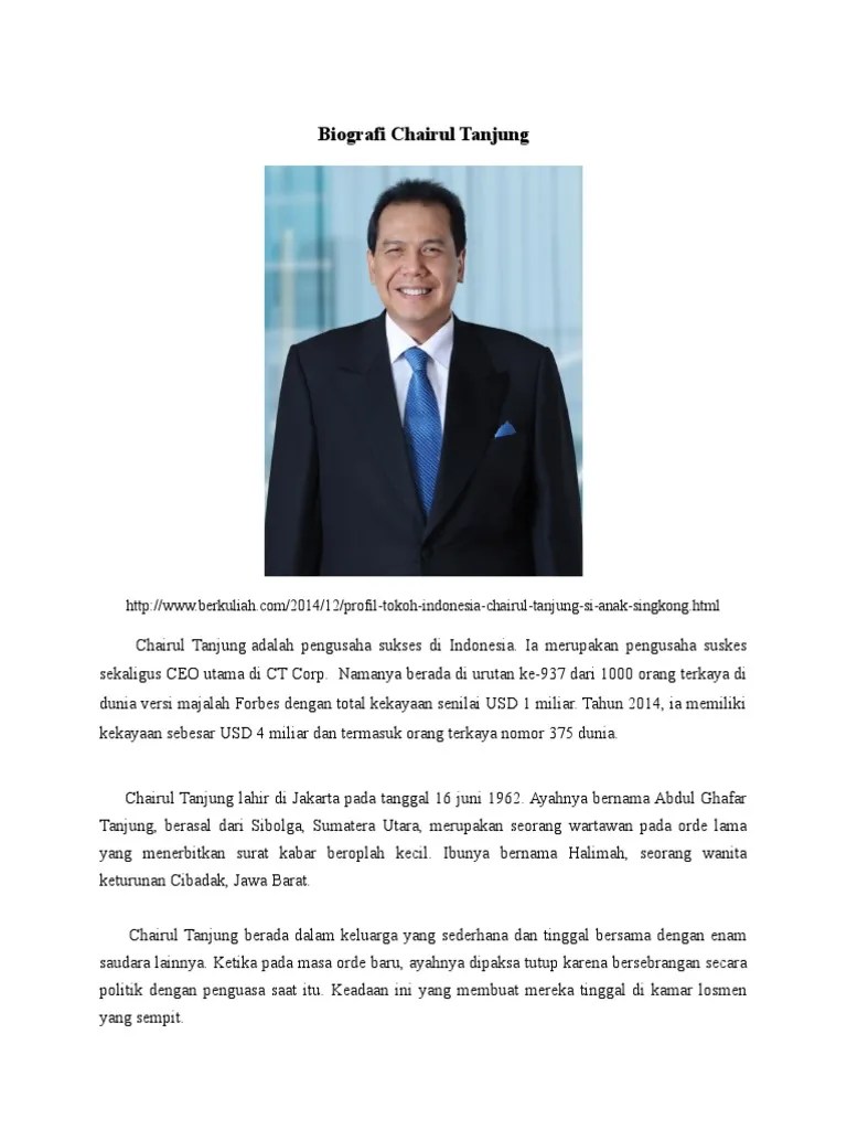 Teks Biografi Chairul Tanjung