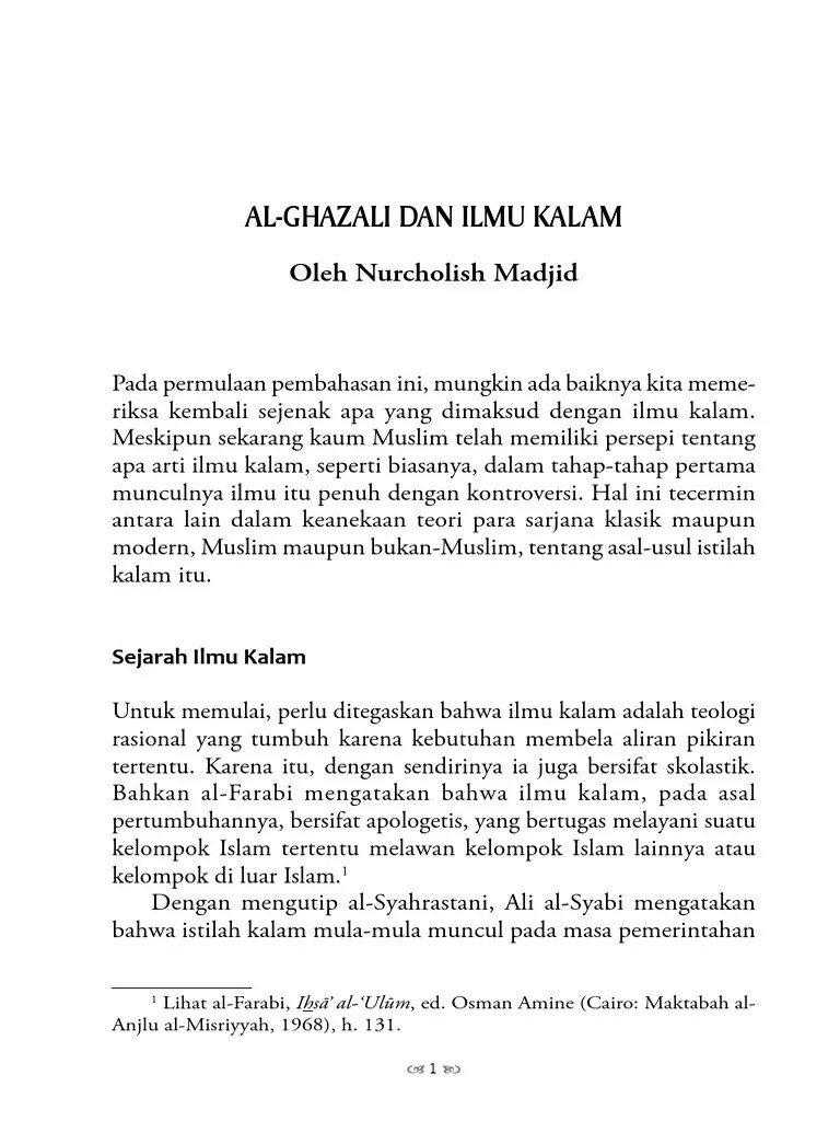 Al-Ghazali Dan Ilmu Kalam | PDF
