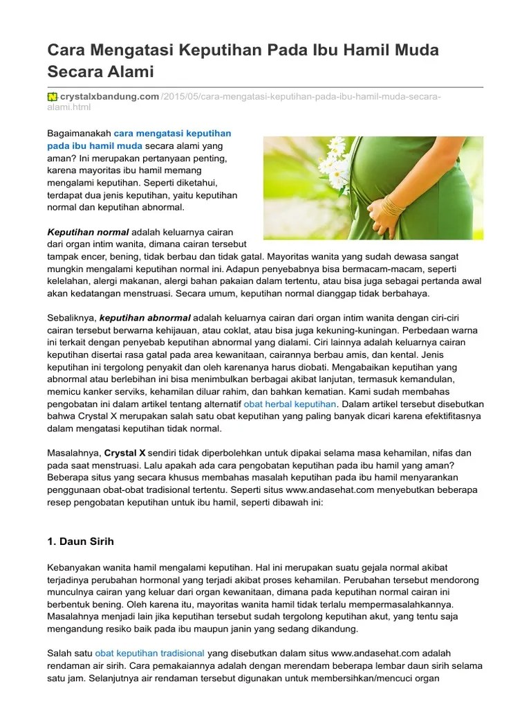 Cara Mengatasi Keputihan Pada Ibu Hamil | PDF