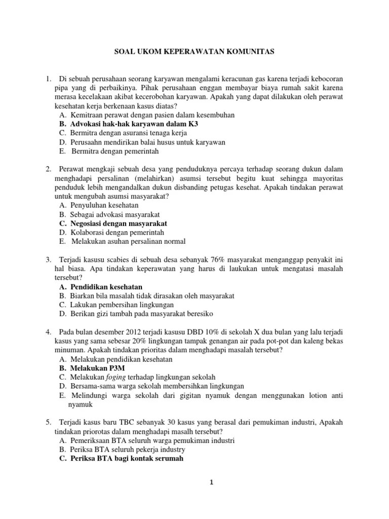 Soal Ukom Keperawatan Komunitas | PDF