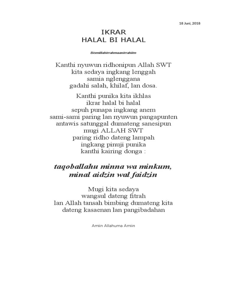 Pidato Halal Bihalal Pendek – Lakaran