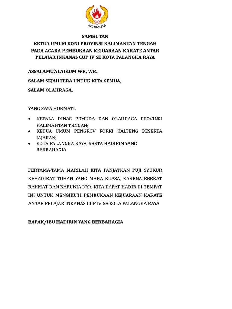 Sambutan Pembukaan Lomba Olahraga - File Ini