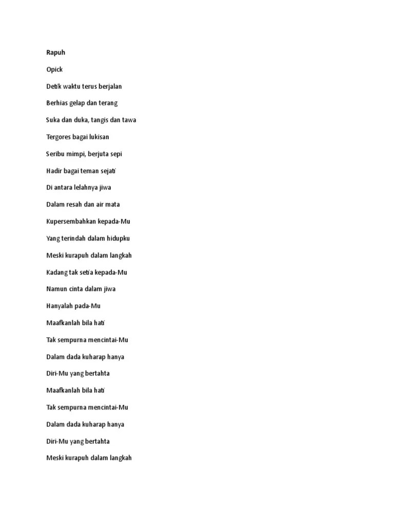 Opick Rapuh Lirik