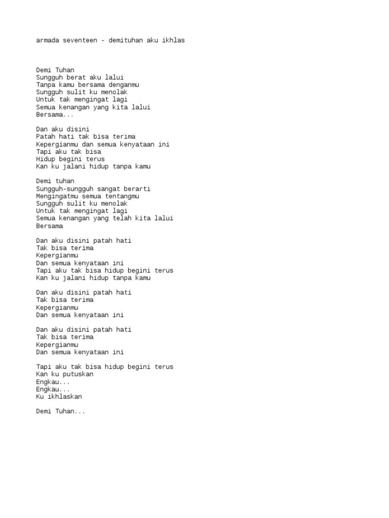 Armada Seventeen - Demi Tuhan Aku Ikhlas | PDF