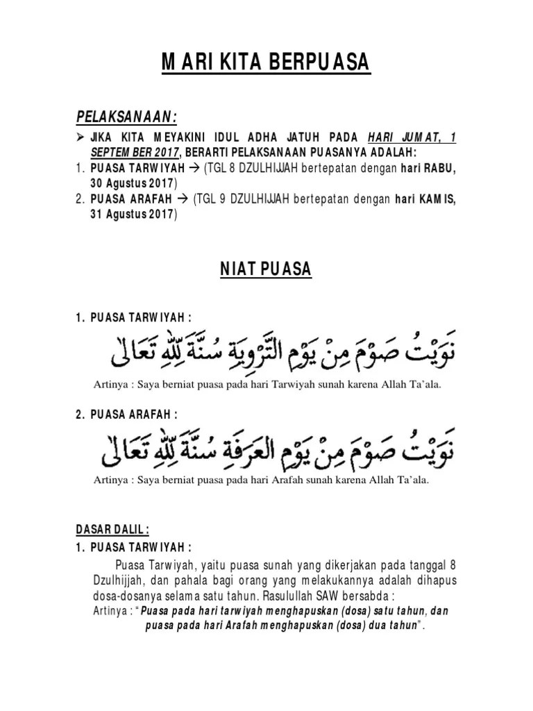 Puasa Arafah - Tarwiyah | PDF