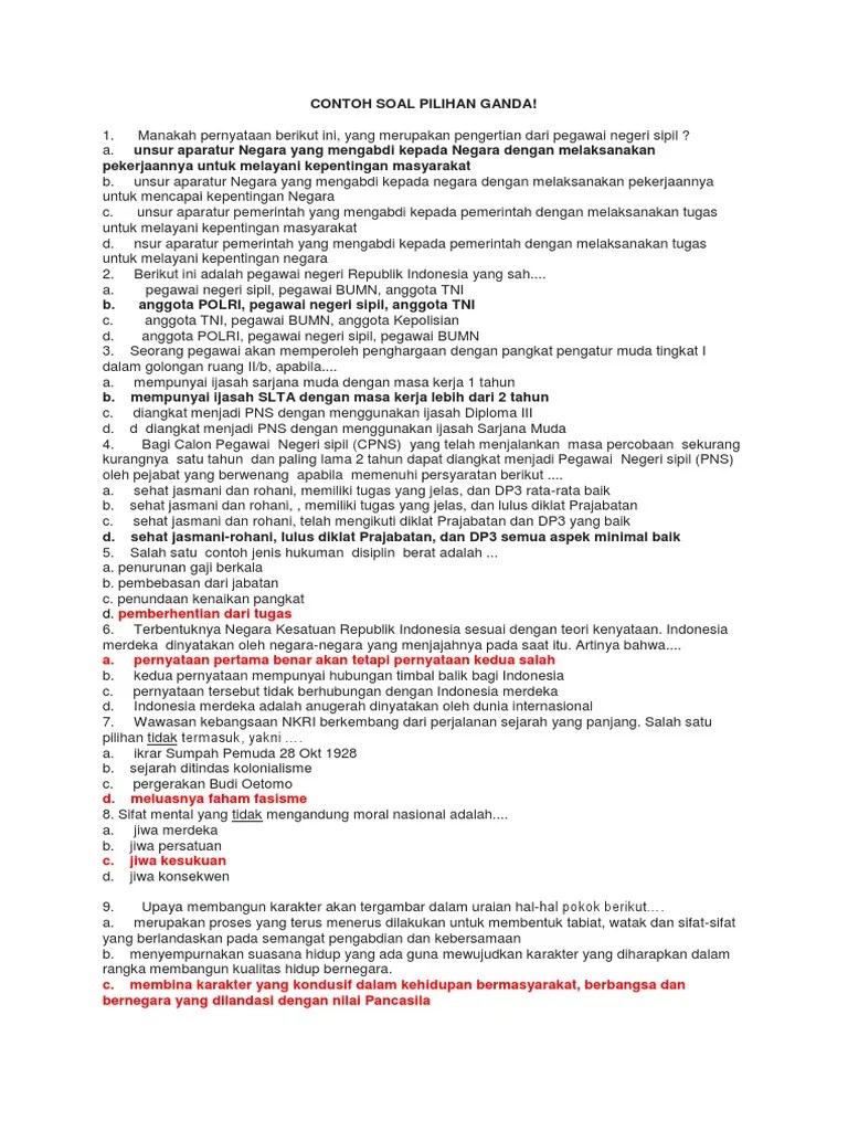 Contoh Soal Pilihan Ganda | PDF