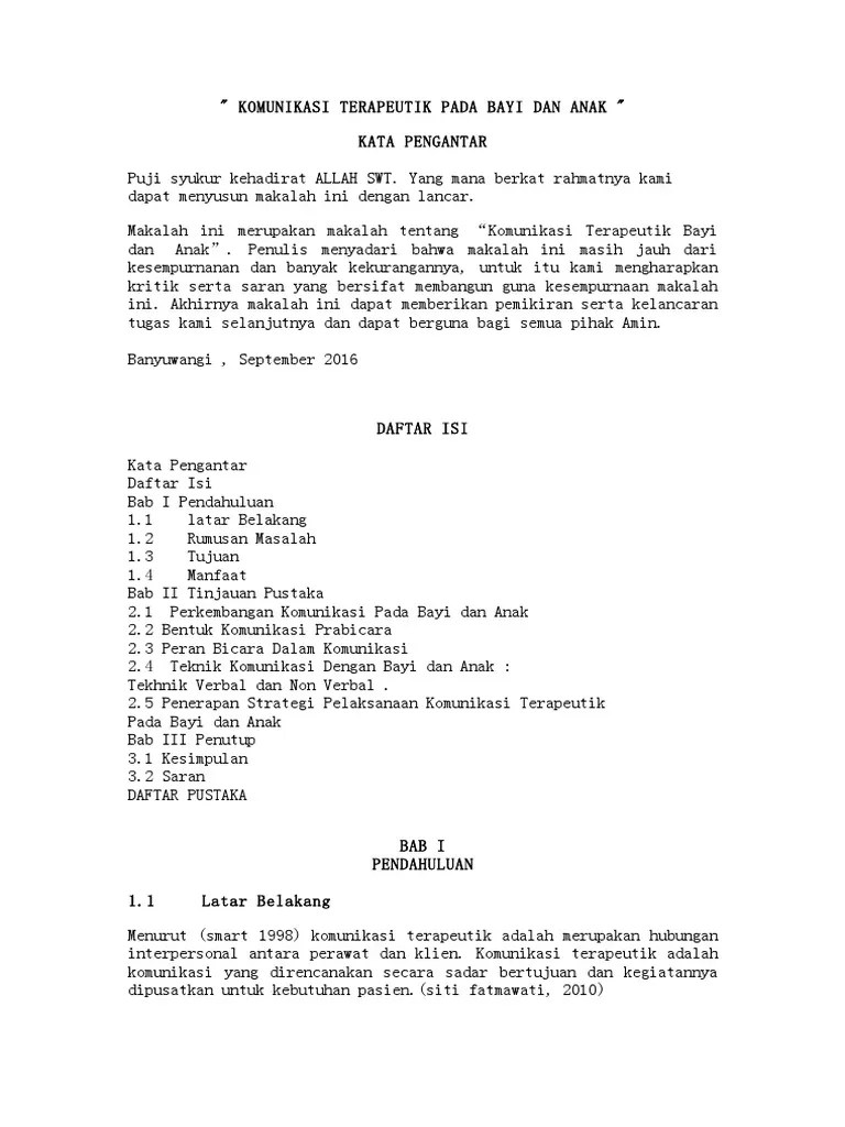 Komunikasi Terapeutik Pada Bayi Dan Anak | PDF