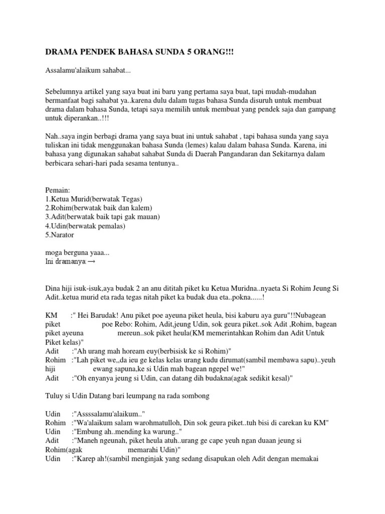 Naskah Drama Lutung Kasarung Bahasa Sunda 5 Orang