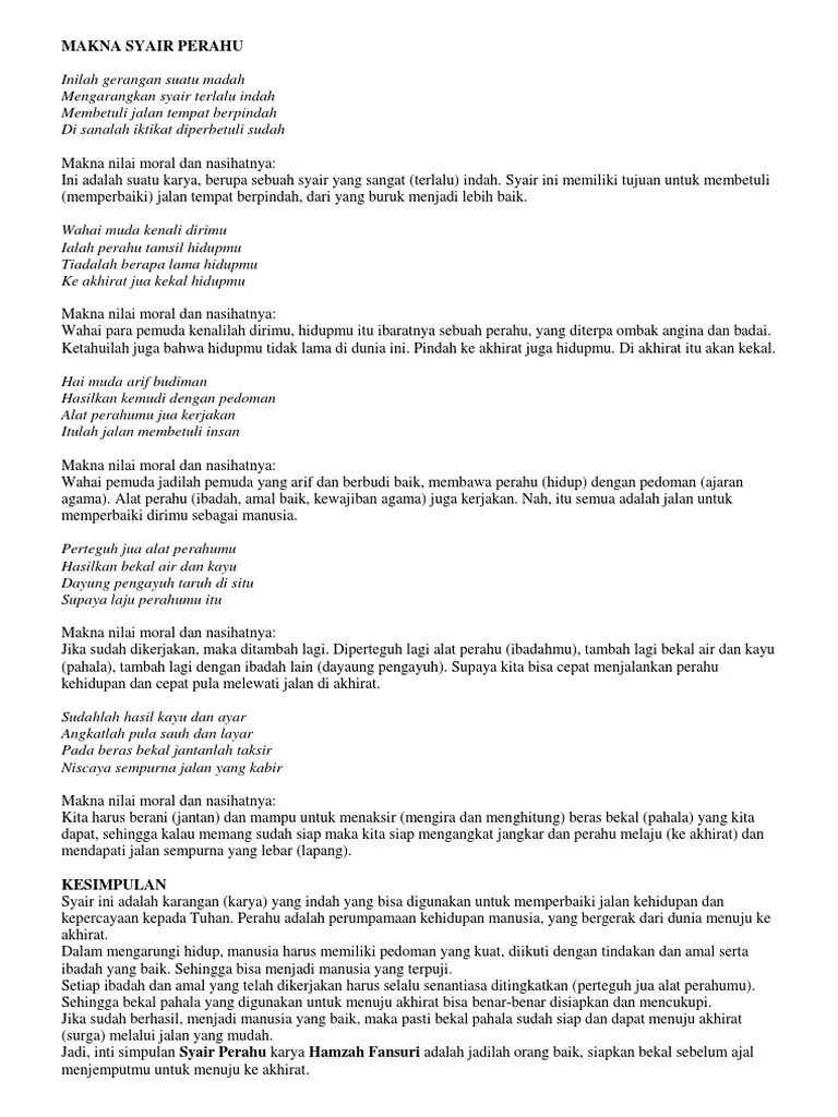 Makna Syair Perahu | PDF