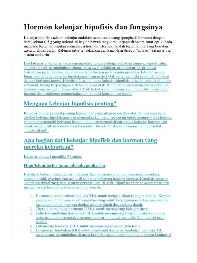 Hormon Kelenjar Hipofisis Dan Fungsinya | PDF