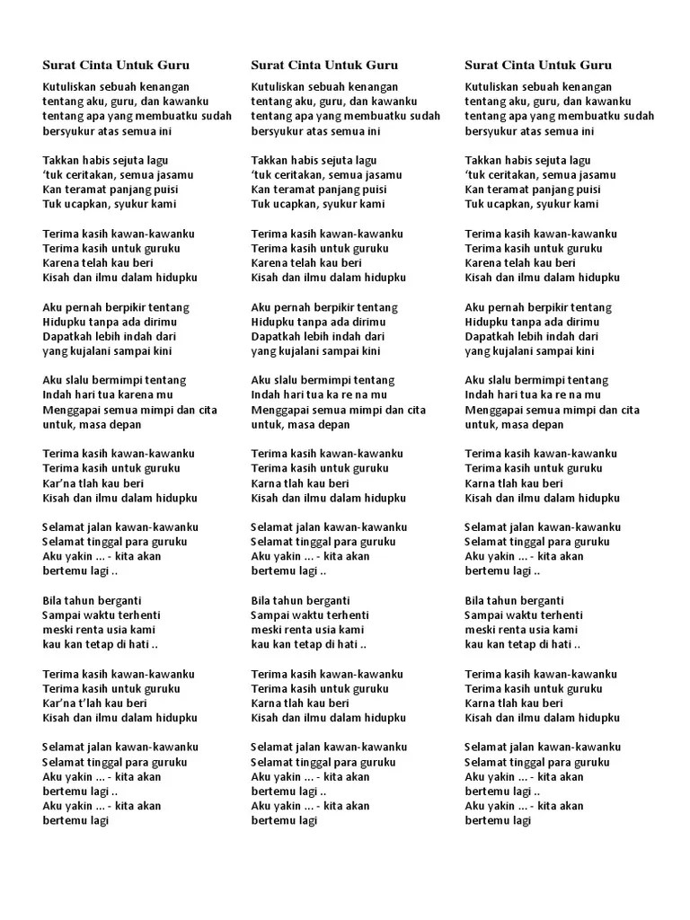 Surat Cinta Untuk Guru - Lirik | PDF