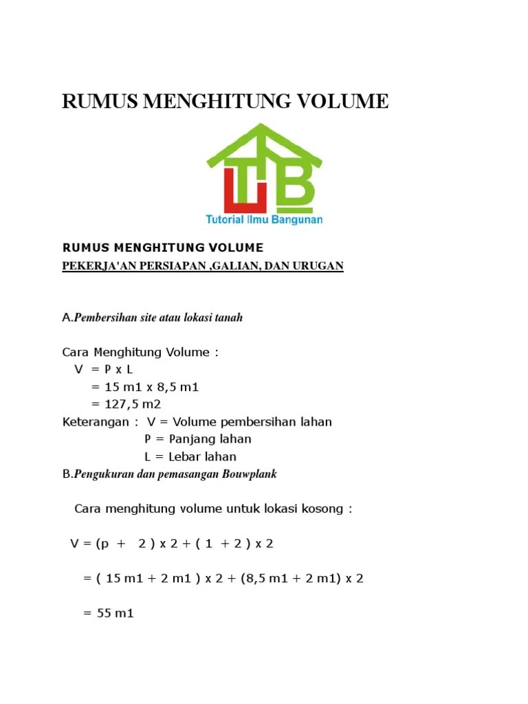 Rumus Menghitung Volume Pembersihan Lahan | PDF