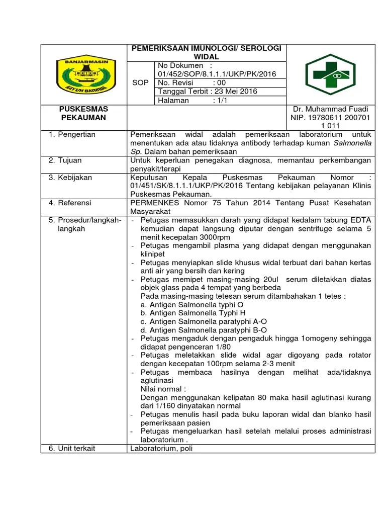 Sop Pemeriksaan Laboratorium | PDF
