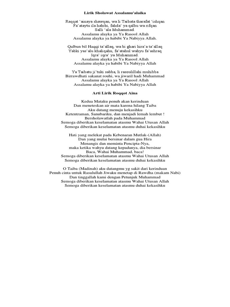 Roqqot Aina Ya Syauqon Lirik Dan Arti