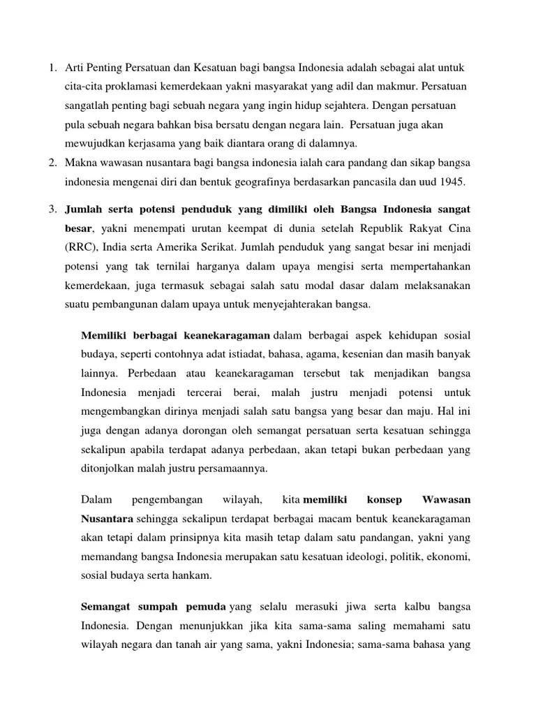 Arti Penting Persatuan Dan Kesatuan Bagi Bangsa Indonesia | PDF