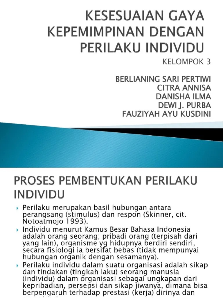 Kesesuaian Gaya Kepemimpinan Dengan Perilaku Individu | PDF