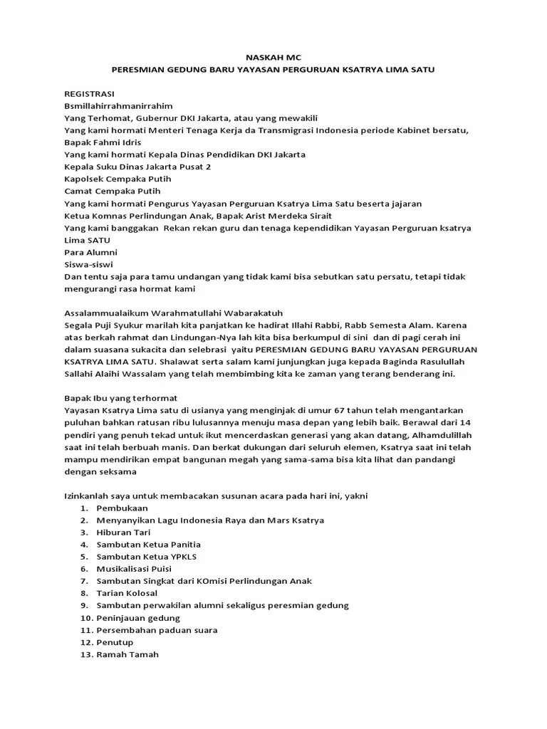 Contoh Pidato Peresmian Gedung Baru - Kumpulan Contoh Terbaru