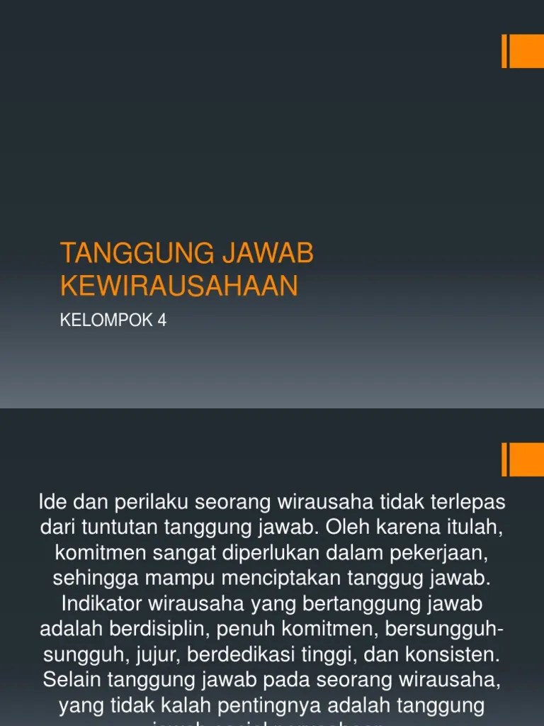 Tanggung Jawab Kewirausahaan | PDF