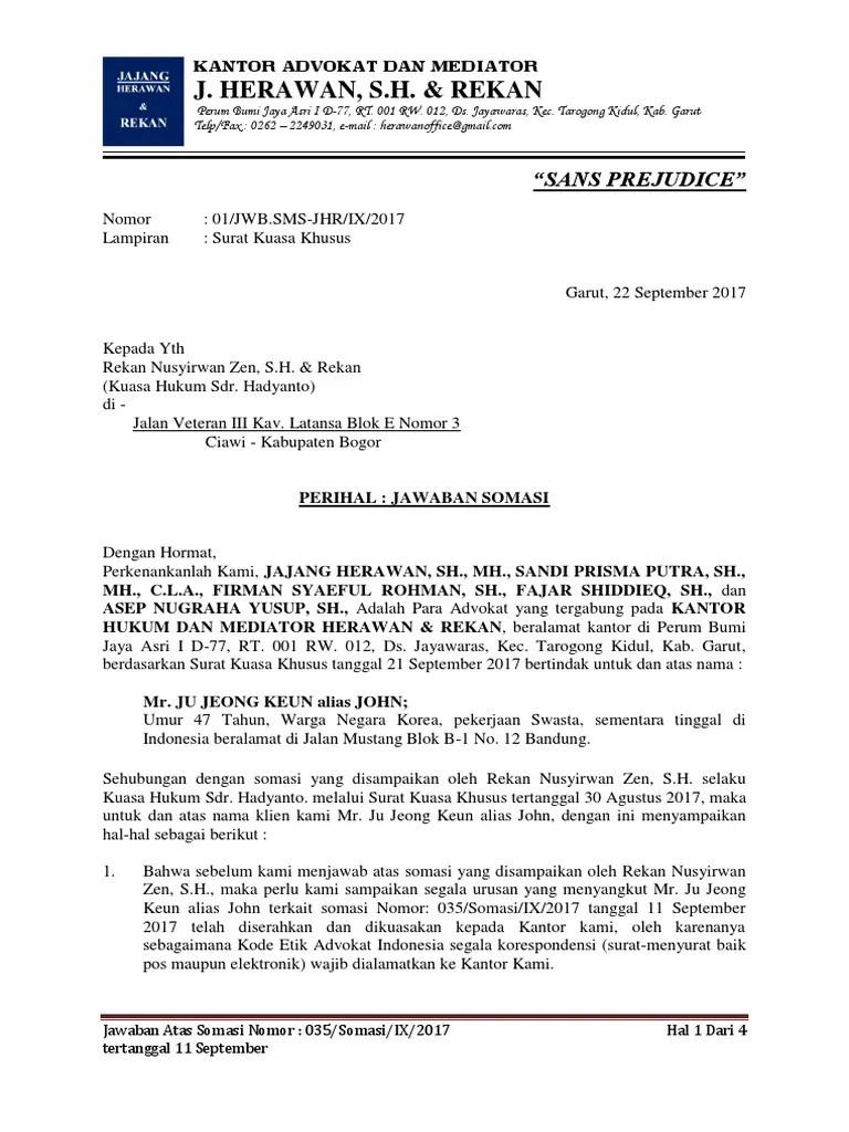 Jawaban Somasi | PDF