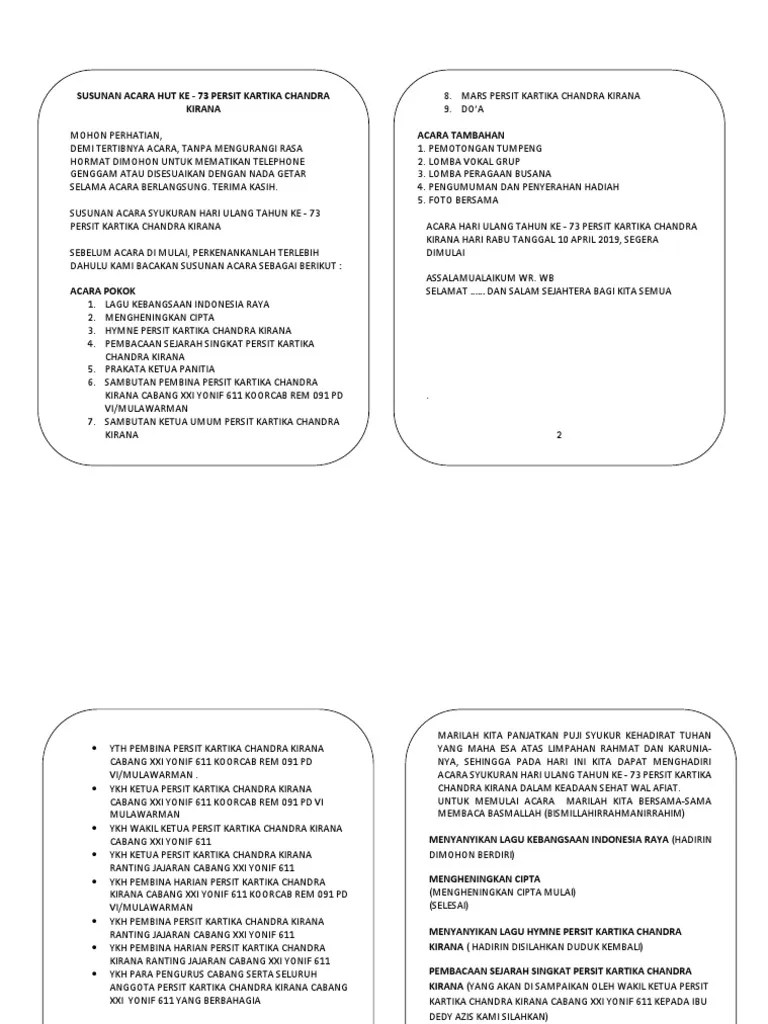 Susunan Acara HUT Persit Ke-73 Salinan | PDF