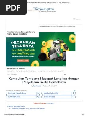 Kumpulan Tembang Macapat Lengkap Dengan Contoh Dan Juga Penjelasannya PDF |  PDF