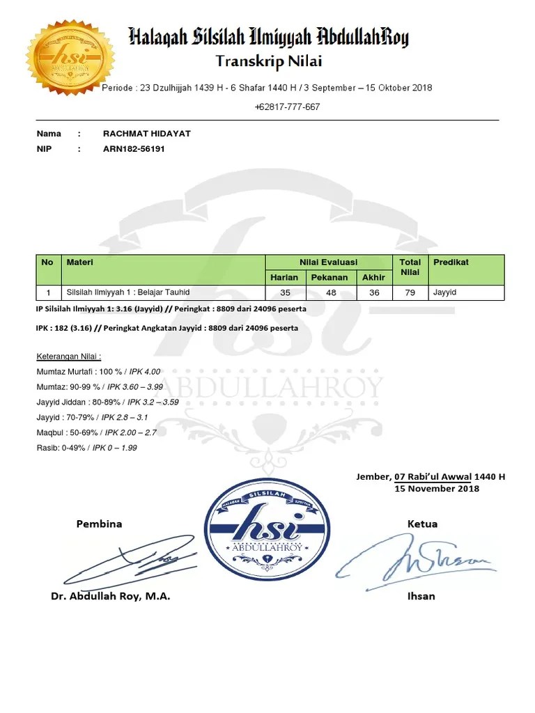 Transkrip Silsilah 1 ARN182-56191 | PDF